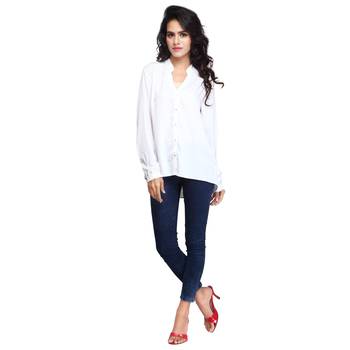 White plain georgette short-kurtis 1