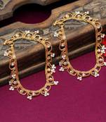 Gold Plated Shiny Clear Crystal Jhalar Style Beautiful Rajasthani Payals Anklets