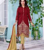 Multicolor printed crepe unstitched salwar with dupatta