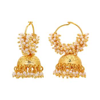 Gold Plated Royal Pearl Designed Antique Jhumki 2