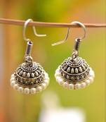 Silver pearl danglers drops