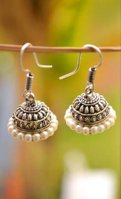 Silver pearl danglers drops 2