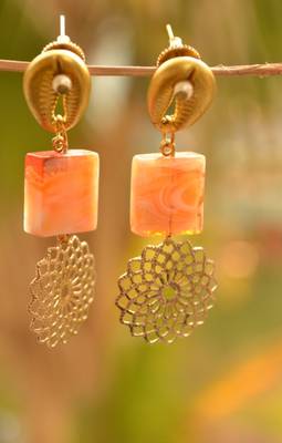 Orange metallic danglers drops 1