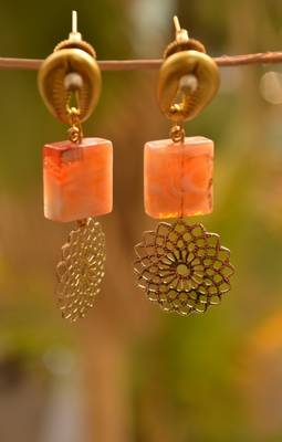 Orange metallic danglers drops 2