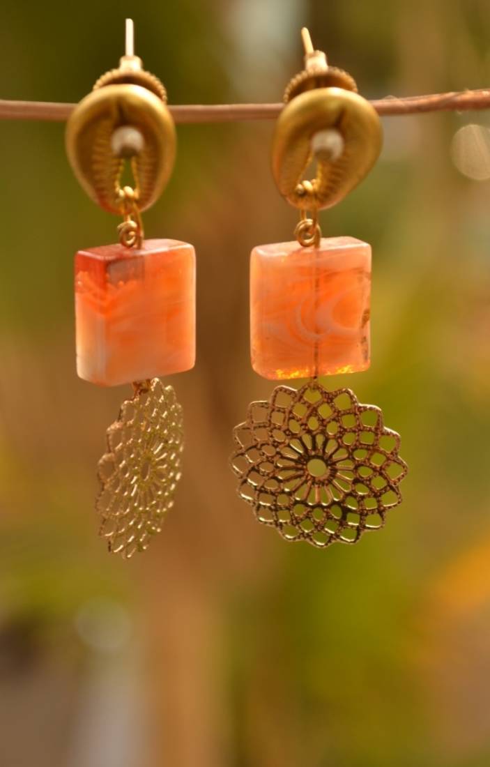 Orange metallic danglers drops