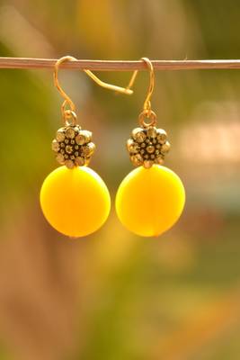 Yellow metallic danglers drops 1