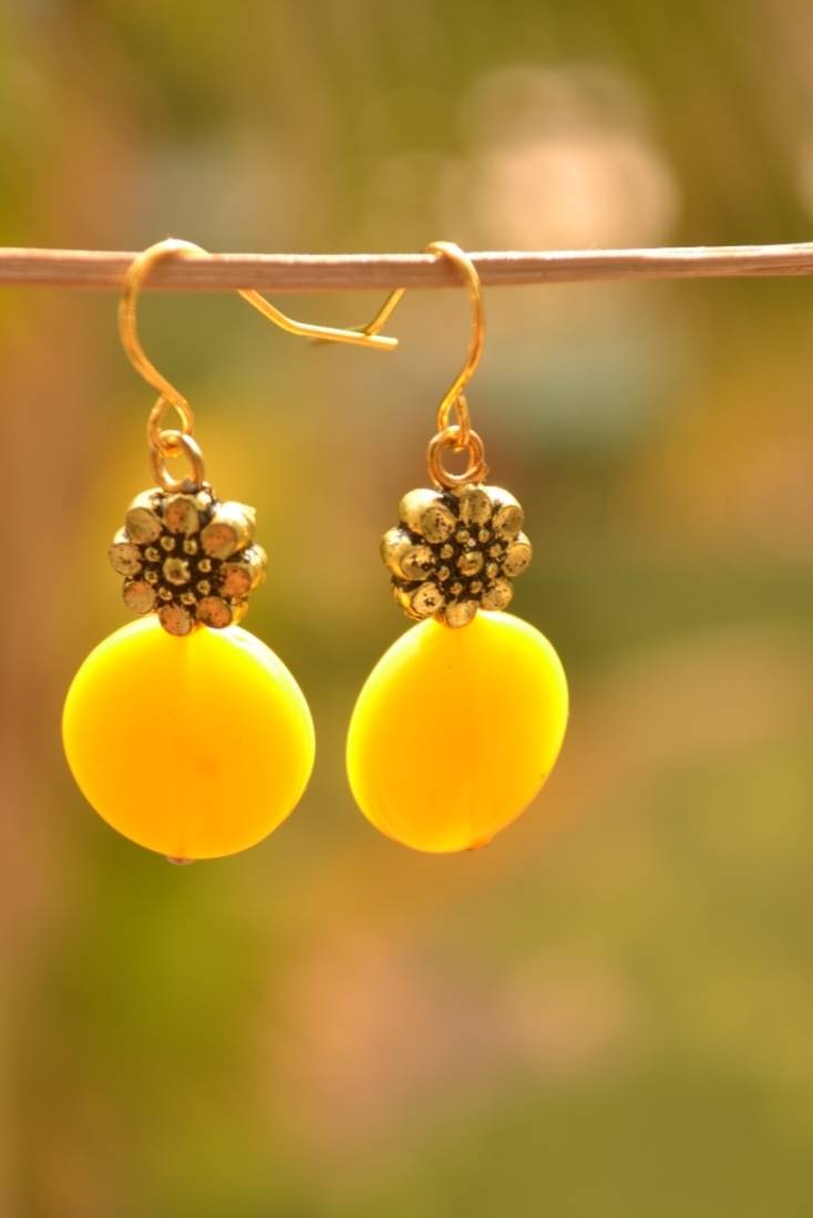 Yellow metallic danglers drops