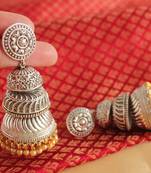 Lovely Oxidized Silver Long Party Wear Earrings Dj04074