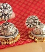 Awesome Designer Oxidized Silver Jhumkkas  -DJ04410