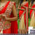 Red embroidered georgette saree with blouse