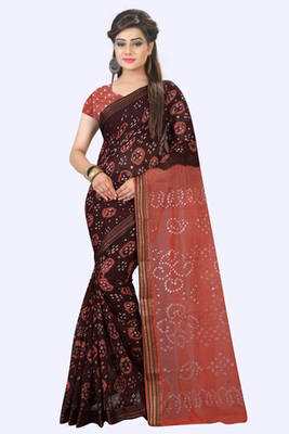multicolor printed faux jacquard saree with blouse 1
