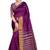 Purple plain polycotton saree with blouse