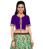 Purple art silk plain unstitched blouse