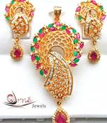 Gold Gemstone Pendant Set