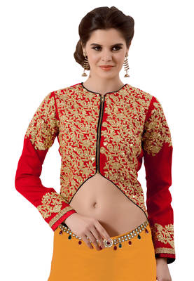 Red Embridered Art Silk Readymade Bouse 1