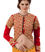 Red Embridered Art Silk Readymade Bouse