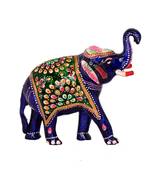 Indian Art Work Blue Color Multi Meenakari Decorative Elephant Statue Idol Sculpture