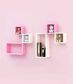 Cube Rectangle MDF Shelf (White & Pink)