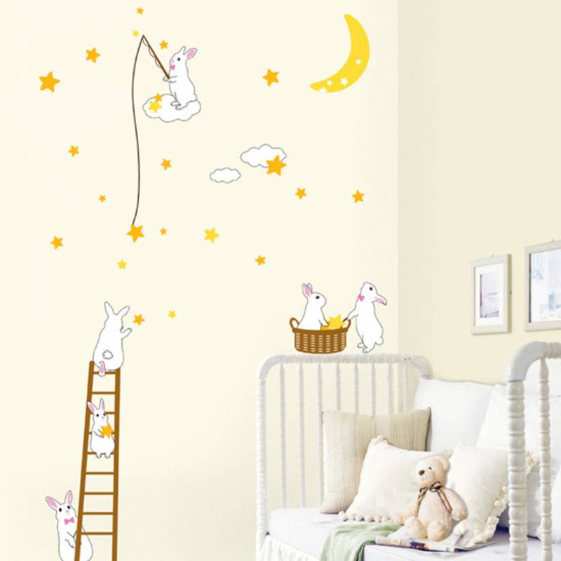 Rabbit Moon Star Wall Decal