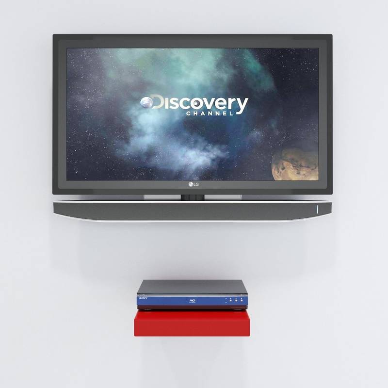 Ares Set Top Box TV/DVD Player Shelf (10IN)- Red