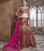 Gold Embroidered Art Silk Unstitched Lehenga