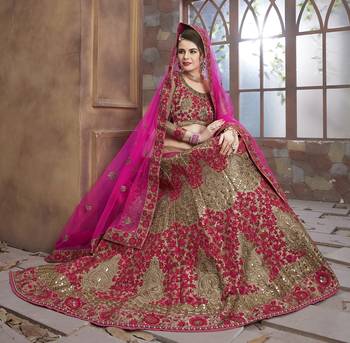 Gold Embroidered Art Silk Unstitched Lehenga 2