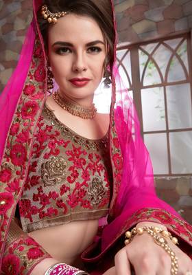 Gold Embroidered Art Silk Unstitched Lehenga 3