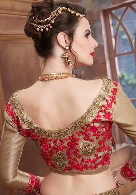 Gold Embroidered Art Silk Unstitched Lehenga 4