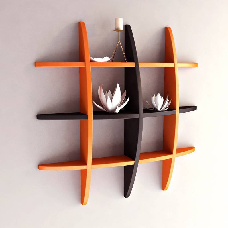 Home Décor Globe Shape Floating DIY Wall Shelves Rack by - Orange Black wall shelf rack