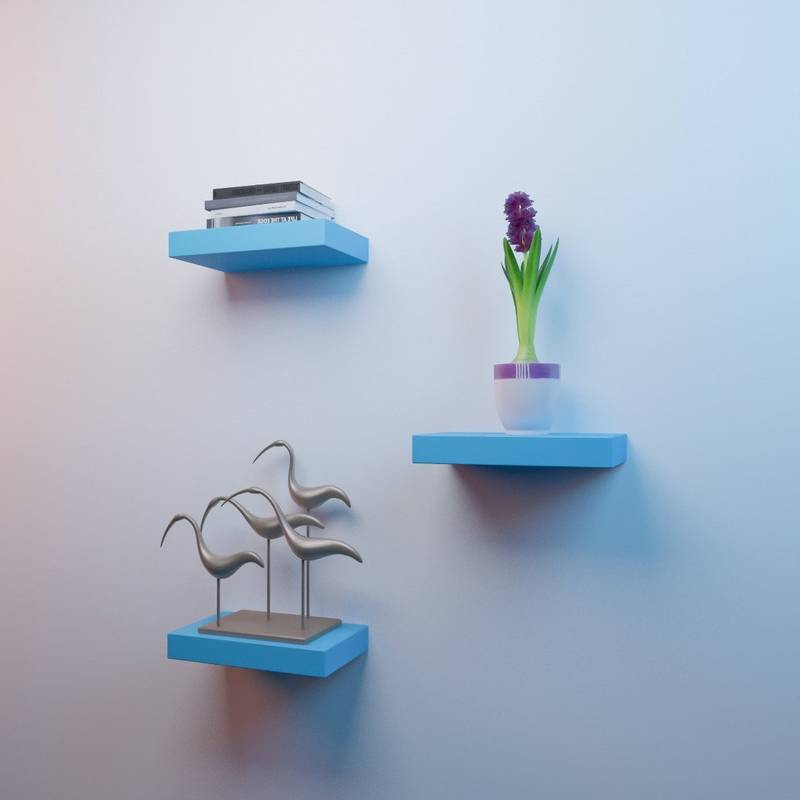 MDF Floating Wall Shelves Set of 3 Racks Shelves (12X7IN 12X7IN 12X7IN