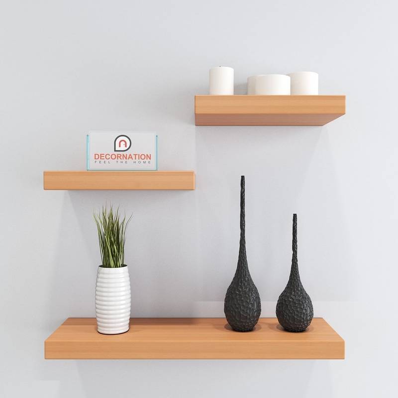 MDF Floating Wall Shelves Set of 3 Racks Shelves (24X7IN 12X7IN 12X7IN