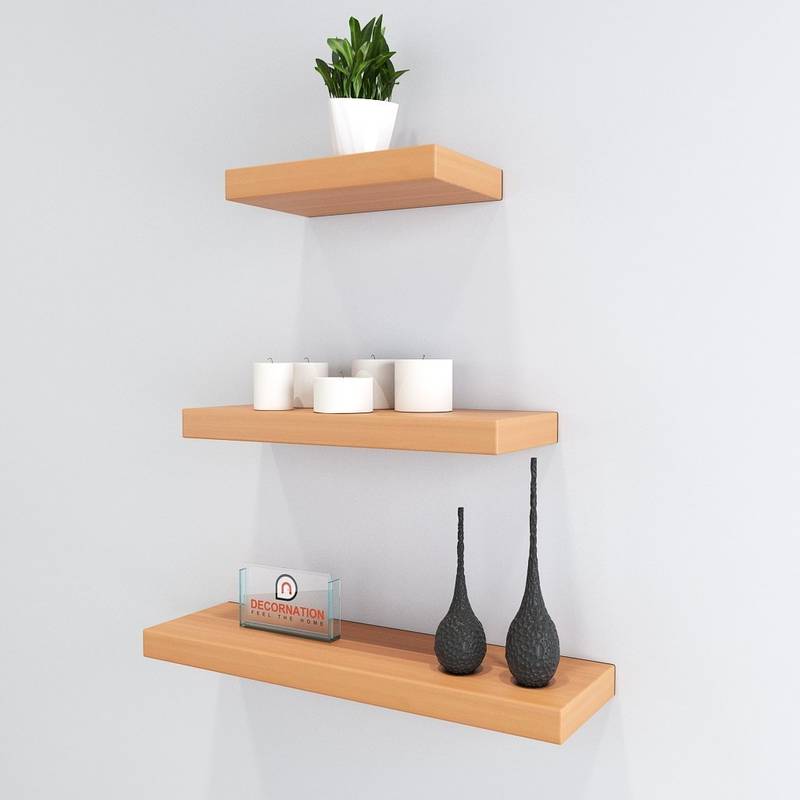 MDF Floating Wall Shelves Set of 3 Racks Shelves (24X7IN 18X7IN 12X7IN