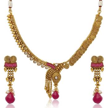 Pink pearl necklace-sets 1