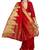 Red jacquard cotton silk saree with blouse