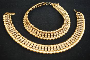 Reeti Fashions - Elegant Gold studded Stones with yellow Pearls anklets 1