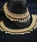 Traditional anklets with Gold Stones and Ghungroo
