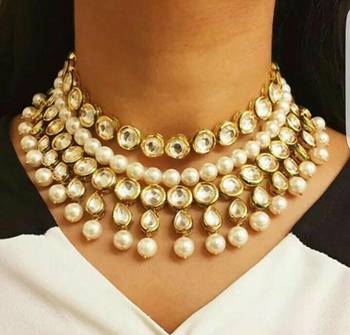 Kundan And Pearls Layered Choker Necklace 1
