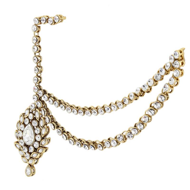 Bridal Kundan Gold Plated Muslim Passa Jhoomar Hair Accessories