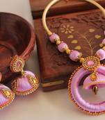 Unique Designer Handmade Pink Silk Thread Jewell Set