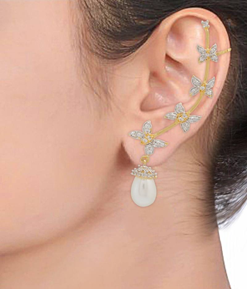 Gold pearl earcuffs Jewels Galaxy 1804786