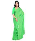 Sea green woven crepe saree with blouse