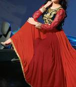 Kajal Agarwal Stylish Red Georgette Anarkali Suit