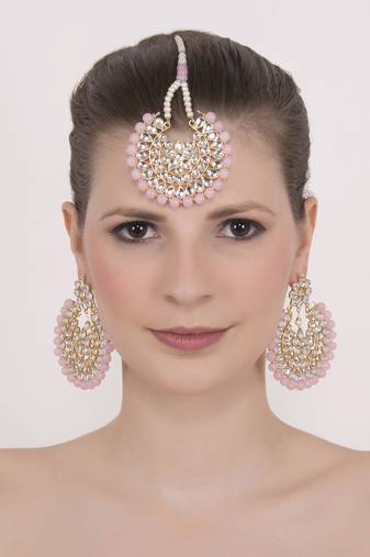 Pink jade danglers-drops