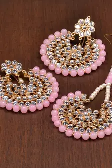 Pink jade danglers-drops