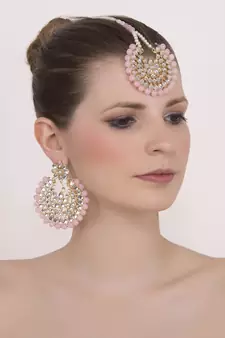 Pink jade danglers-drops