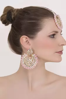 Pink jade danglers-drops