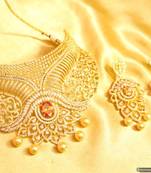 Champagne Diamond Look Choker Necklace Set