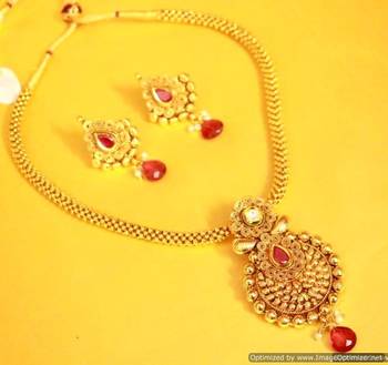 Ruby Gold Look Kundan Polki Necklace Set 1