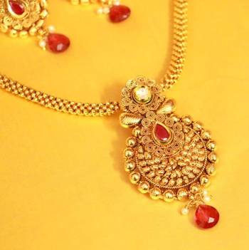 Ruby Gold Look Kundan Polki Necklace Set 2