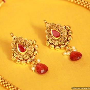 Ruby Gold Look Kundan Polki Necklace Set 3